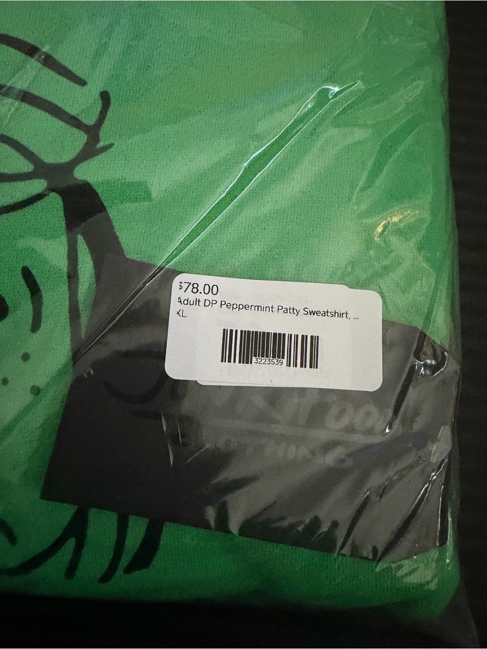 Peanuts Peppermint Patty Green Sweatshirt with Black Graphic - Picture 3 of 3